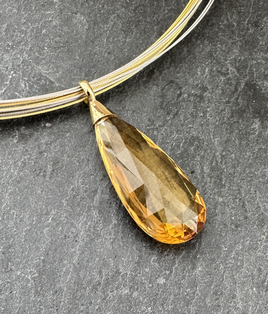 Citrin Briolett Anhänger in 585 Gelbgold